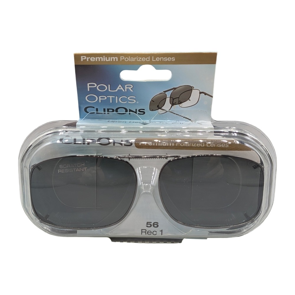 Polar Optics Clip Ons Premium Polarized Sunglasses 56 Rec 1 Gray Lenses New